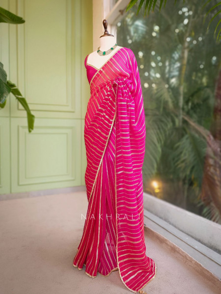 Raasrika Red Leheriya Saree