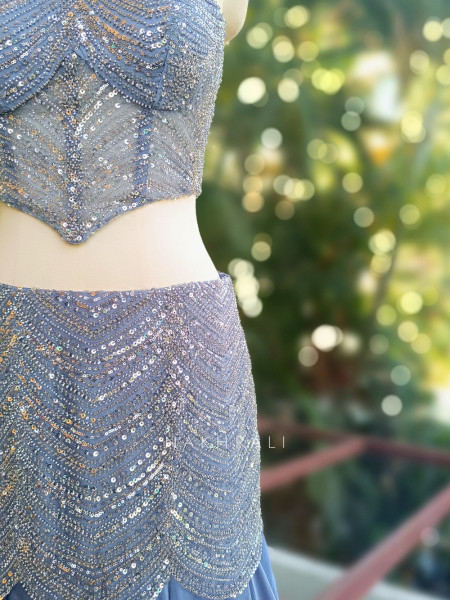 Ravelle Lavender Indo Western Lehenga with Sequin Cut Dana Work