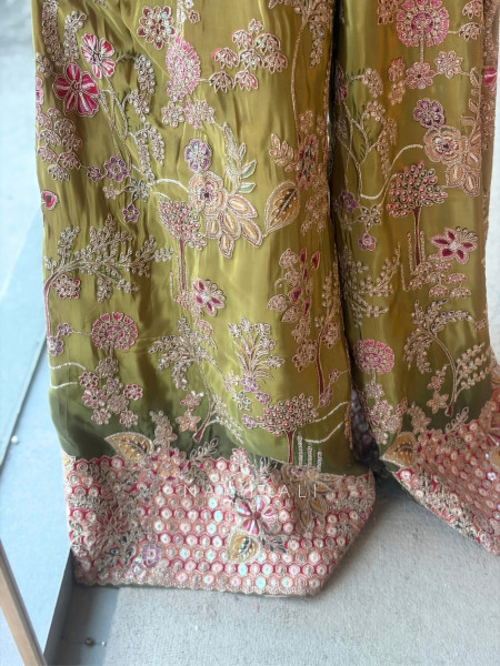 Ishvani Parrot Green Chanderi Silk Indo-Western Jumpsuit