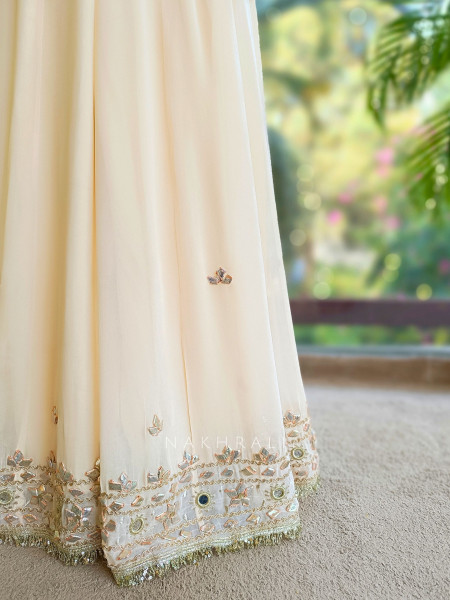 Nivora Cream Suit Set with Gota Mirror Work