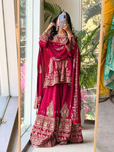 Rivaan Maroon Zari and Gota Patti Suit Set