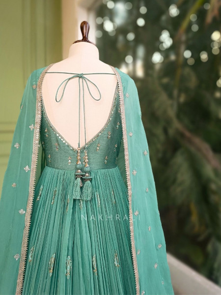 Nivra Sea Green Zardozi Anarkali Set with Dupatta