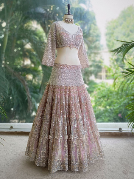 Euphoria Pink Lehenga with Sequin & Cut Dana Work