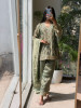 Briona Olive Tissue Kurta Set with Heavy Hand Embroidery