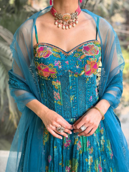 Bluebell Embroidered Corset Lehenga Set
