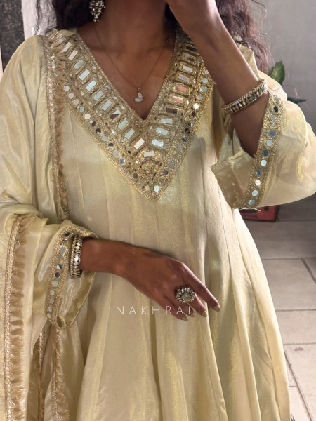 Aafreen Cream Kurta & Palazzo Set