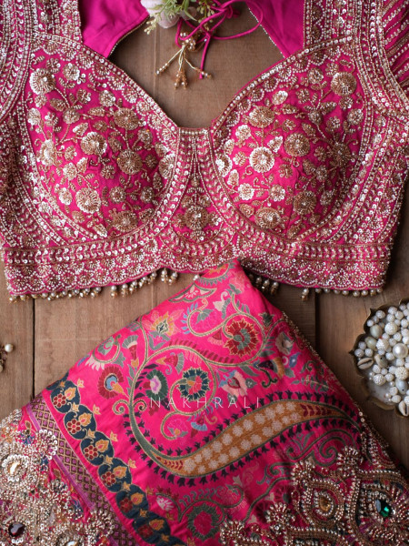 Zafran Mahal Magenta Silk Saree with Kashmiri Paisley Print