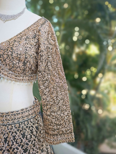 Virel Regal Green Lehenga Set with Zari and Stone Work