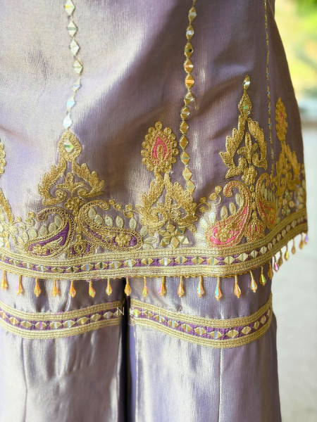Miravelle Lavender Suit Set with Zari Sequin and Bead Work