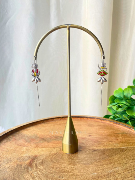 Nritya Multicolour Silver Folk Dangler Earrings