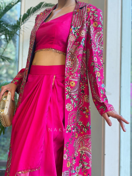 Fuchsia Royale Indo-Western Jacket Set