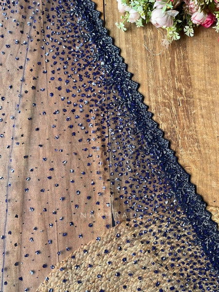Marina Navy Blue Saree With Readymade Blouse
