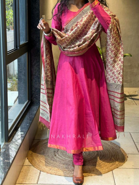 Vasu Pink Anarkali Suit Set