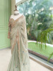 Avian Whimsy Sea Green Pure Organza Saree