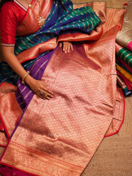 Kaashi Purple Banarasi Silk Saree with Brocade Pallu