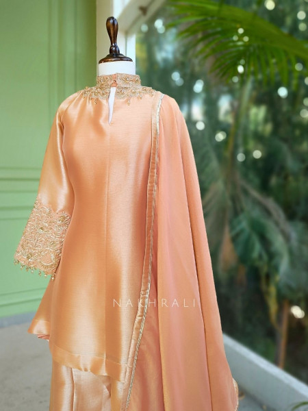 Roselle Blush Zari & Sequin Kurta Palazzo Set
