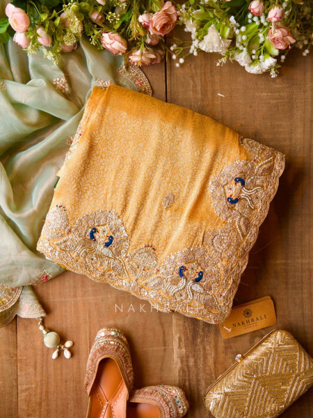 Timeless Gleam Yellow Saree with Zari Sequin Border