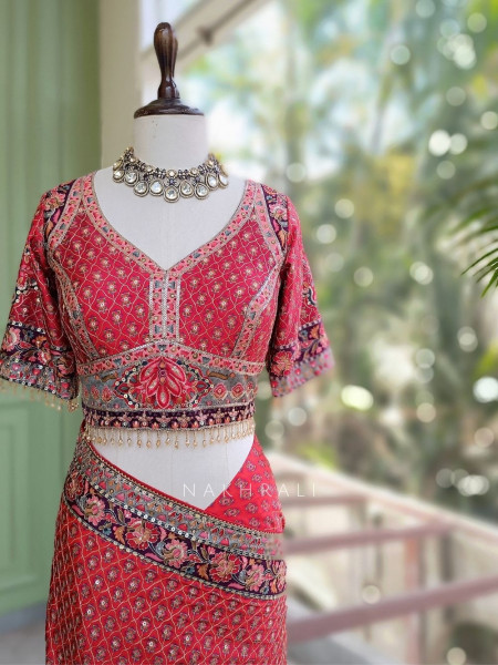 Chitralekha Magenta Printed Saree with Sequin Embroidery
