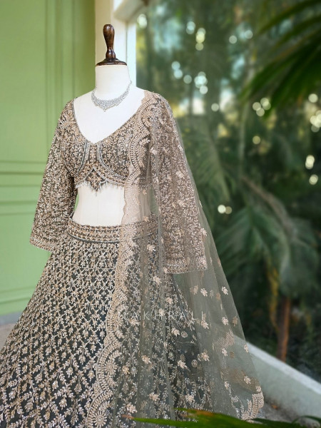 Virel Regal Green Lehenga Set with Zari and Stone Work