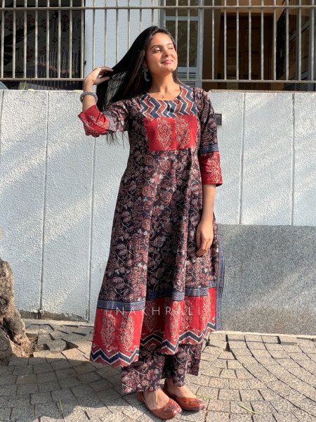 Misha Black Cotton Kurta Pant Set