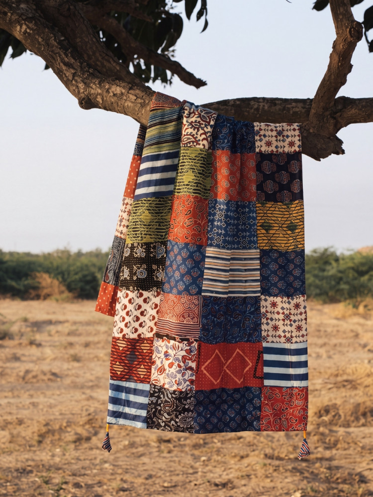 Image of Rangila Multicolor Patchwork Print Dupatta