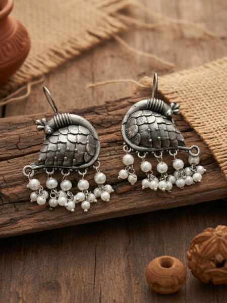 More Silver Oxidised Drop Earrings