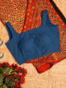 Mastani Blue Cotton Blouse with Square Neck on Both Sides