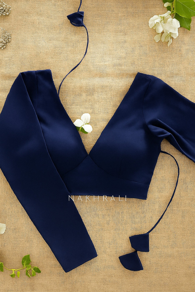Image of Gajgamini  Navy Blue Solid Blouse Collection