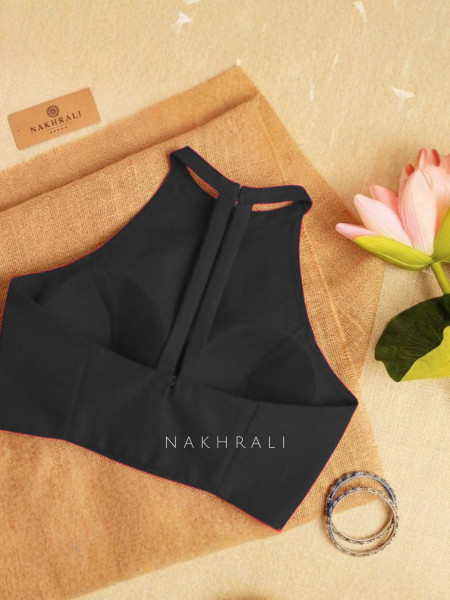 Diva Black Cotton Solid Blouse