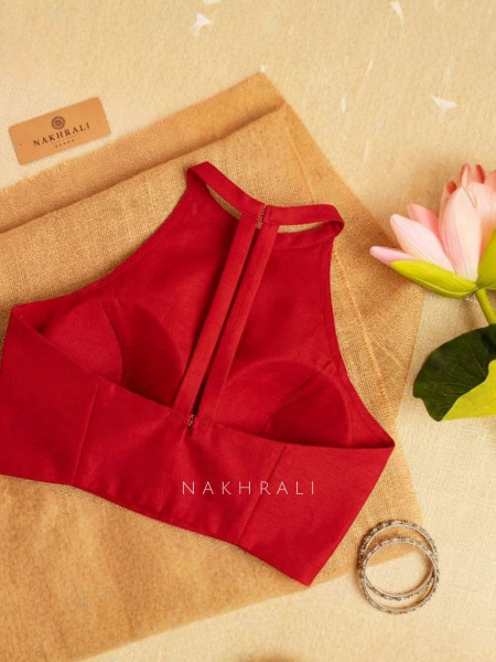 Diva Red Cotton Solid Blouse