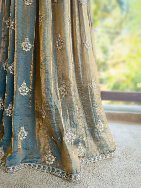 Zoraya Teal Blue Zari & Sequin Gharara Set