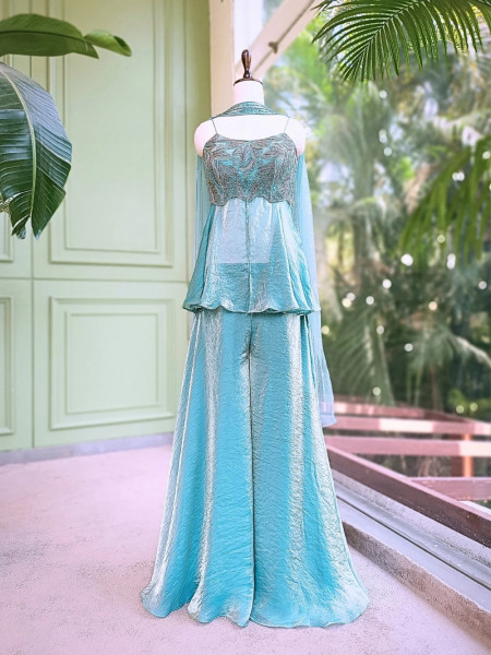 Zeraya Firozi Embroidered Peplum Palazzo Set