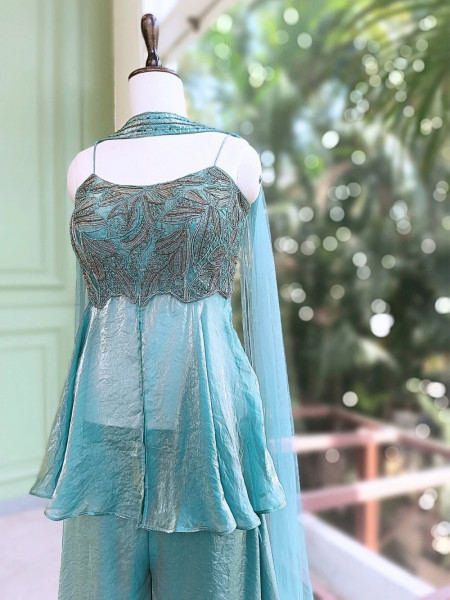 Zeraya Firozi Embroidered Peplum Palazzo Set