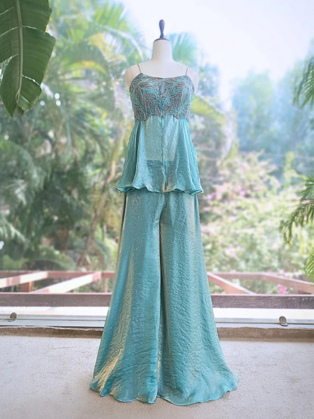 Zeraya Firozi Embroidered Peplum Palazzo Set