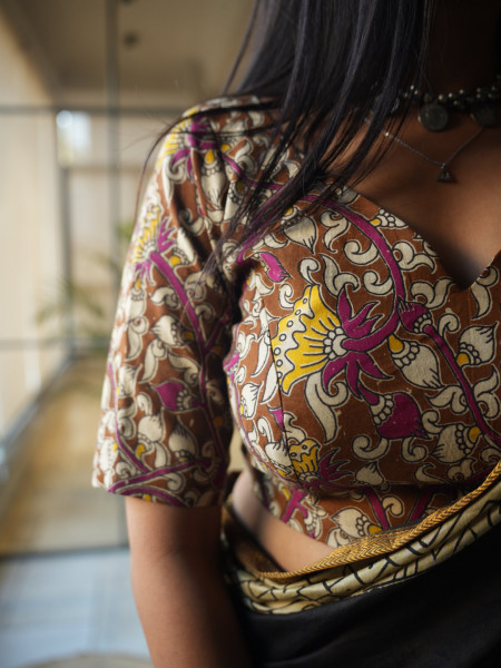 Chandani Brown Cotton Printed Blouse