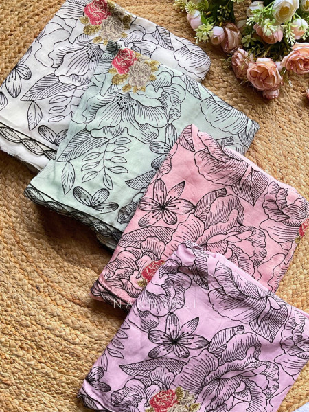 Liora Pink Printed Dress Material Set