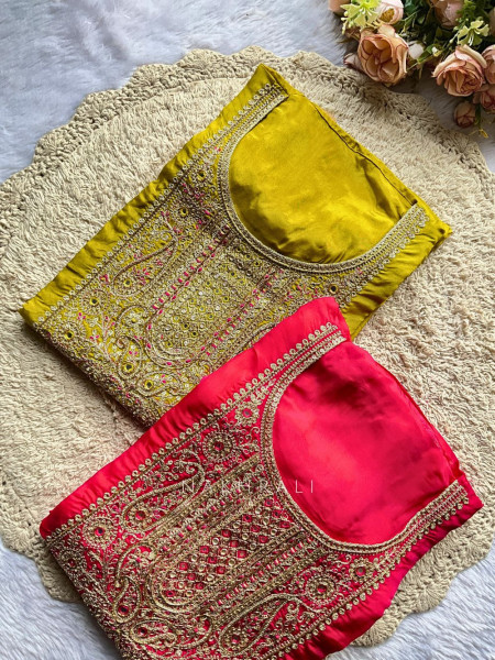 Zarika Magenta Embroidered Neck Dress Material Set