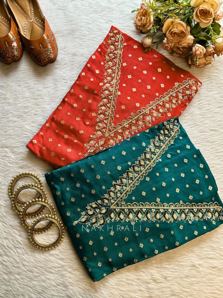 Ziva Teal Blue Dress Material with Mirror Work