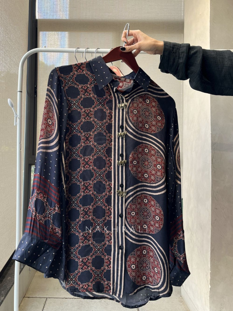 Image of Aria Black Printed Summer Shirt