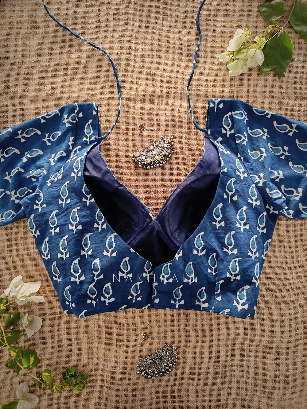 Afreen Blue Printed Full Sleeves Readymade Blouse