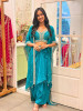 Ruvica Blue Indo Western Draped Set with Embroidery Work