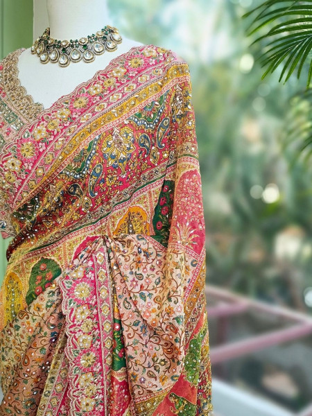 Nazneen Multicolor Printed Saree with Sequin Work