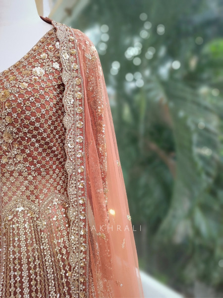 Truffle Luxe Indo-Western Lehenga with Thread and Sequin Work