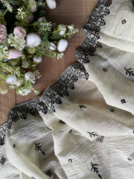 Noir Garden Pista Green Embroidered Dress Material Set