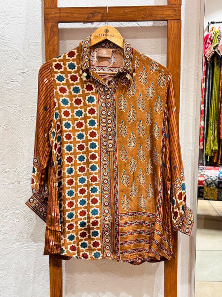 Tattva Brown Art Modal Printed Shirt