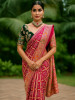 GlamourGrove Red Bandhani Saree