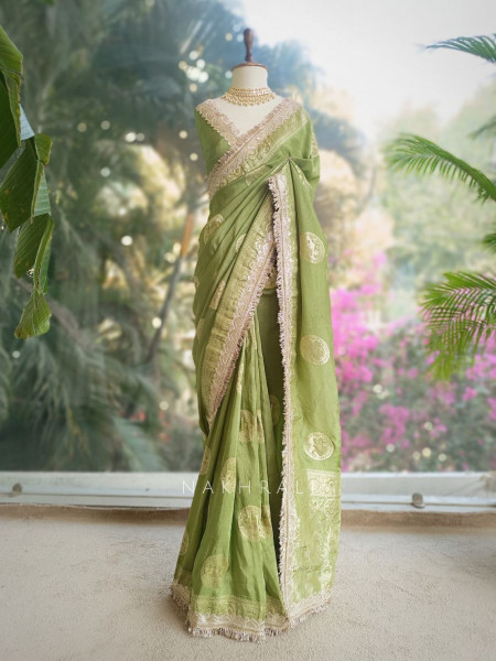Green Heritage Zari Border Woven Saree