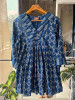 Taamara Blue Cotton Block Print Top
