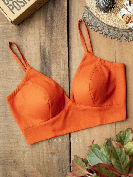 Veronica – Orange Cotton Contour Strap Blouse