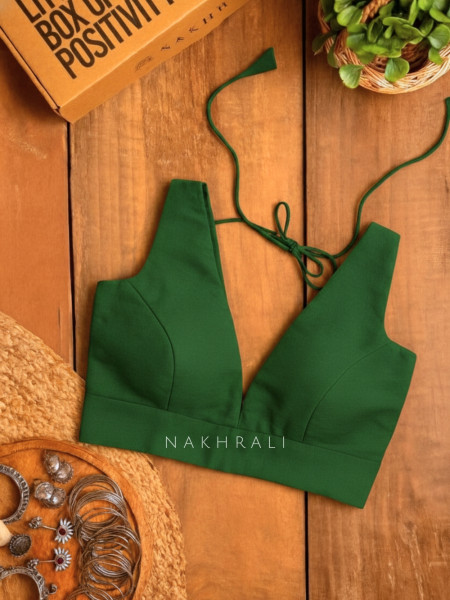 Parineeta – Green Cotton Tie-Back Blouse